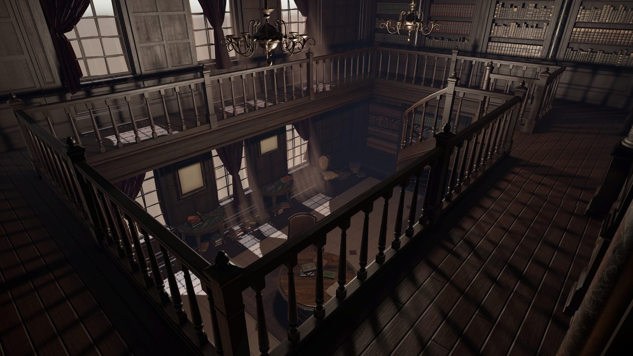 View from the library balcony across the reading room